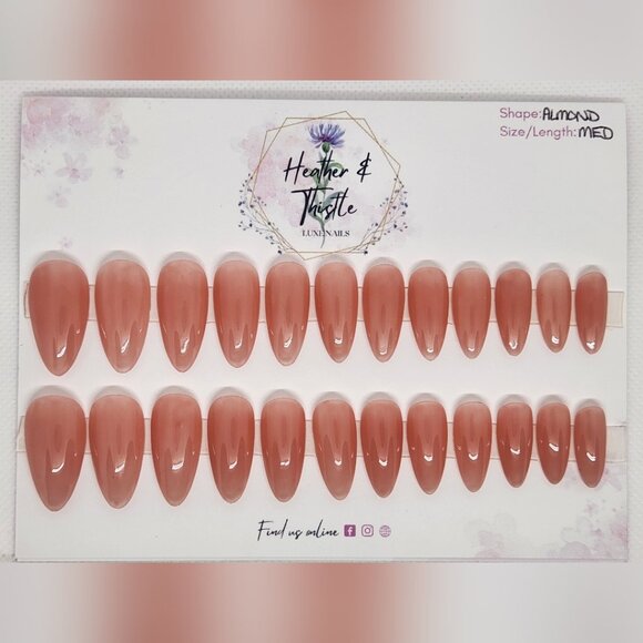 Heather & Thistle Luxe Press-On Nails - Barely There - Medium Almond - Picture 1 of 2